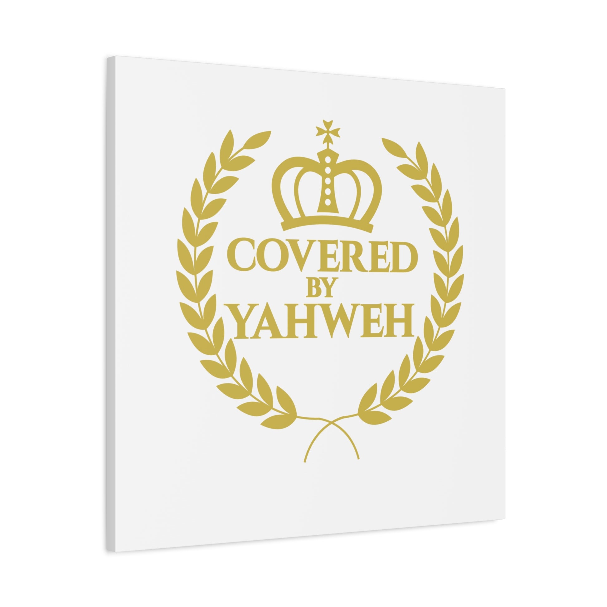 Covered by Yahweh Premium Canvas Art - White
