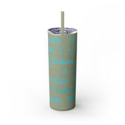 Glitter Insulated Skinny Tumbler with Straw - Blue & Grey