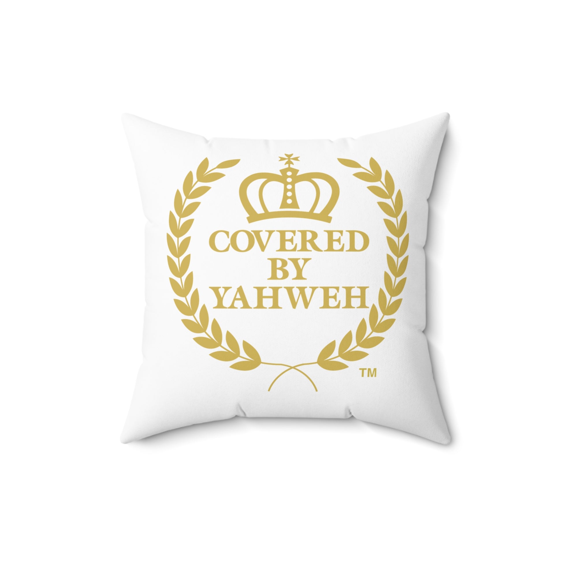 Covered by Yahweh Soft Square Polyester Pillow - White