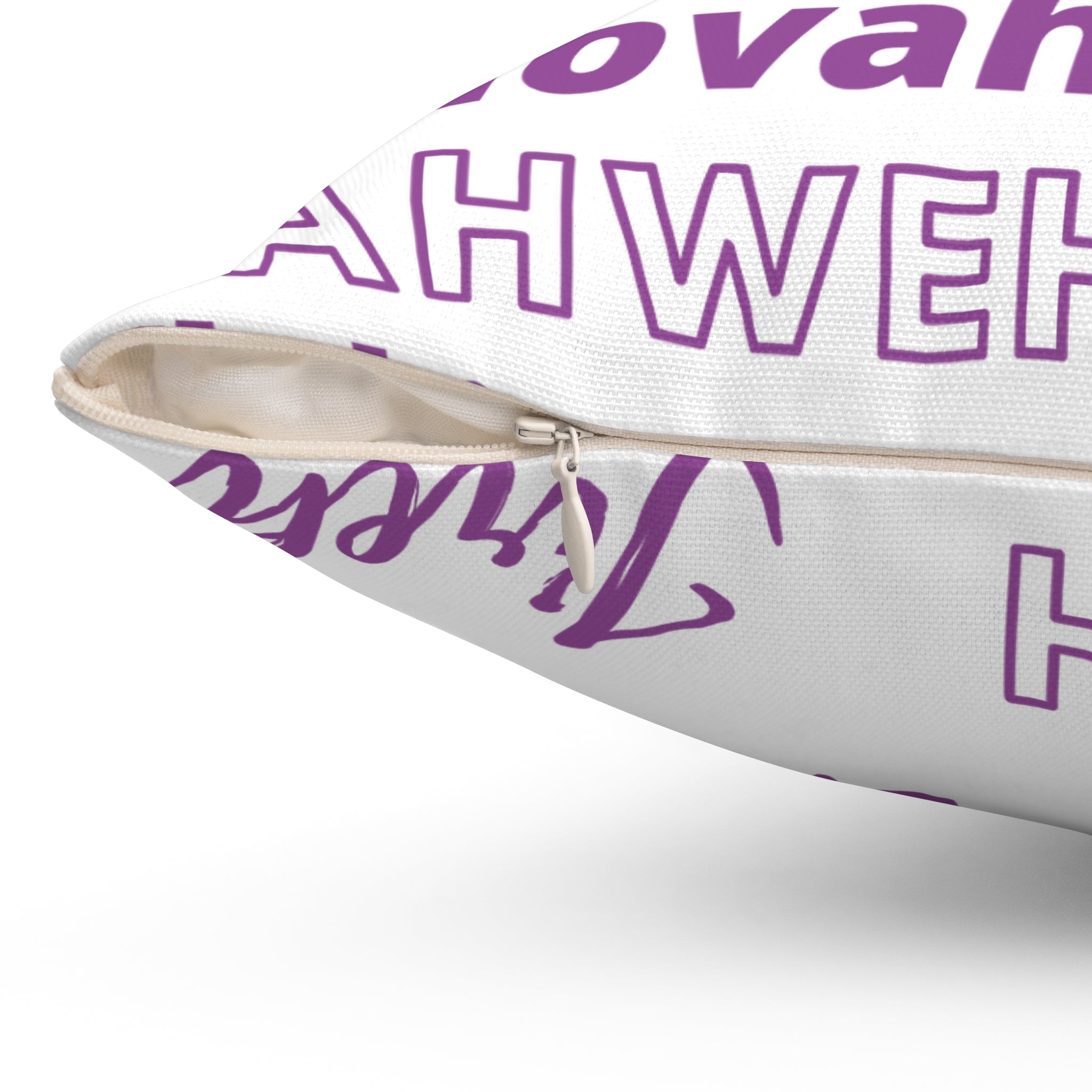 Soft Square Polyester Pillow - Purple & White