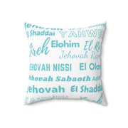 Soft Square Polyester Pillow - Blue & White