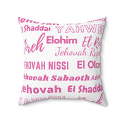 Soft Square Polyester Pillow - Pink & White