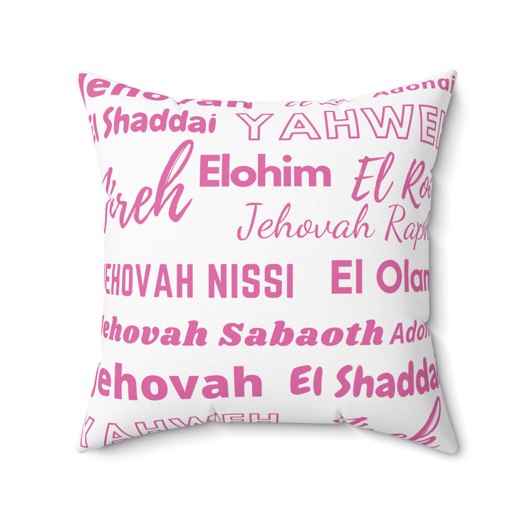 Soft Square Polyester Pillow - Pink & White