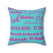 Soft Square Polyester Pillow - Pink & Blue