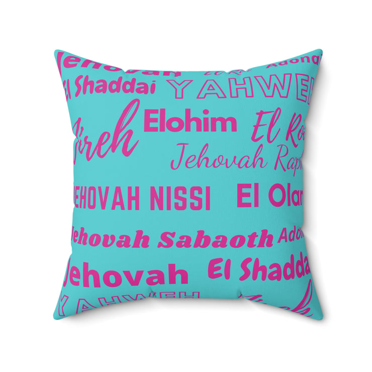 Soft Square Polyester Pillow - Pink & Blue