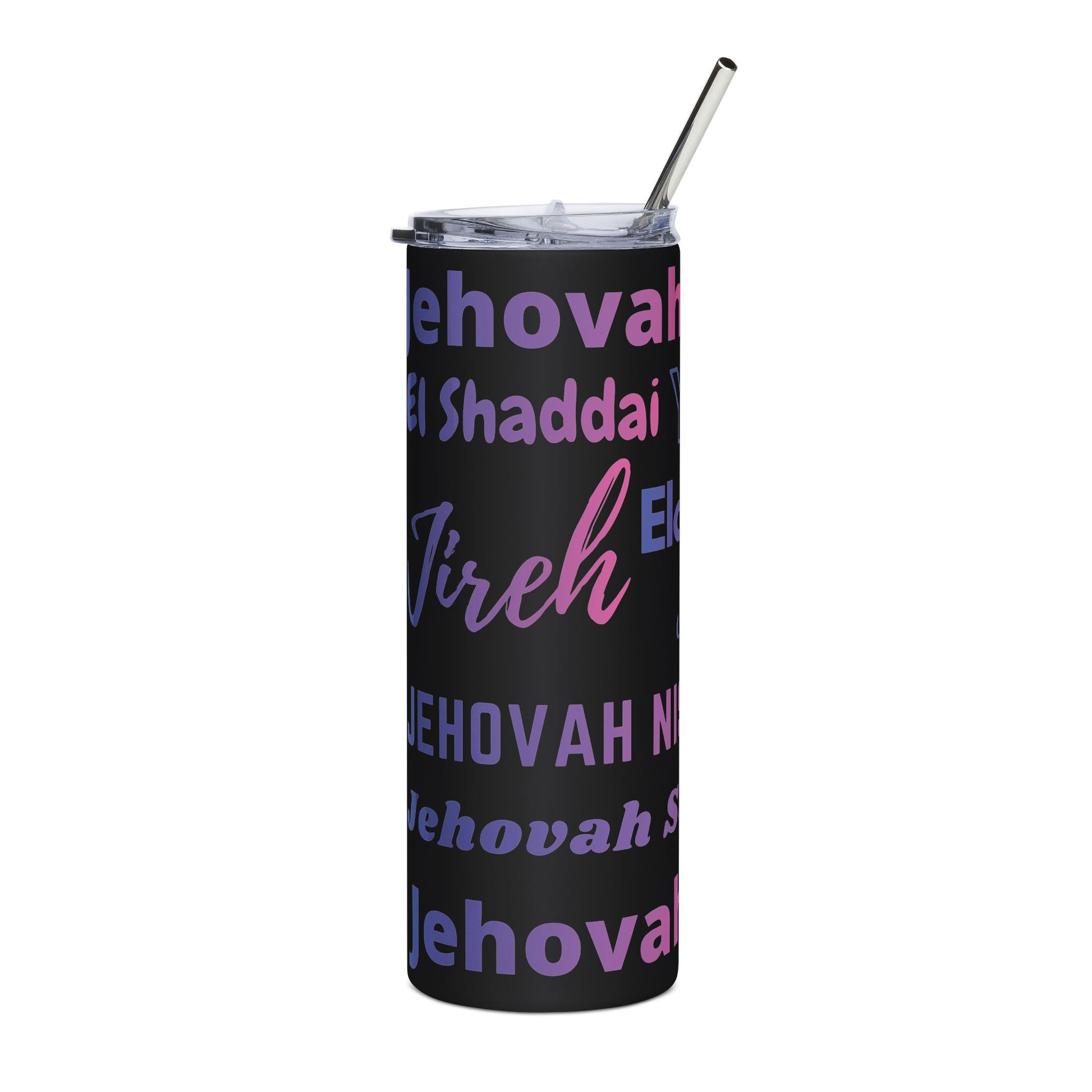 Names of God 20oz Stainless Steel Tumbler - Pink & Blue Gradient Design