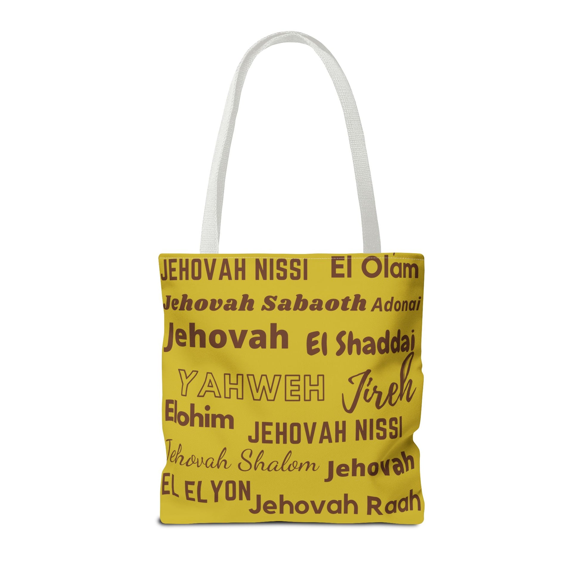 Faith-Inspired Tote Bag with Inspirational Names of God - Brown