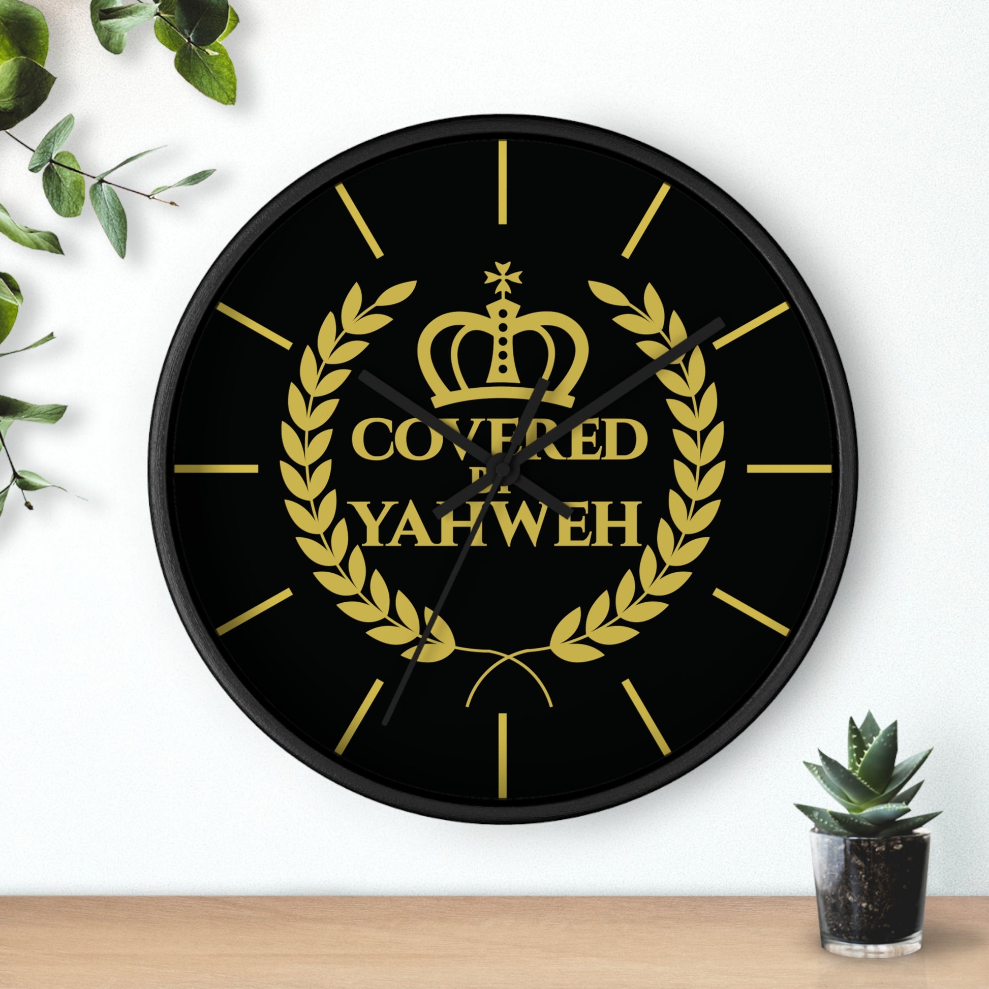 Covered by Yahweh Timeless Grace Wall Clock - Black