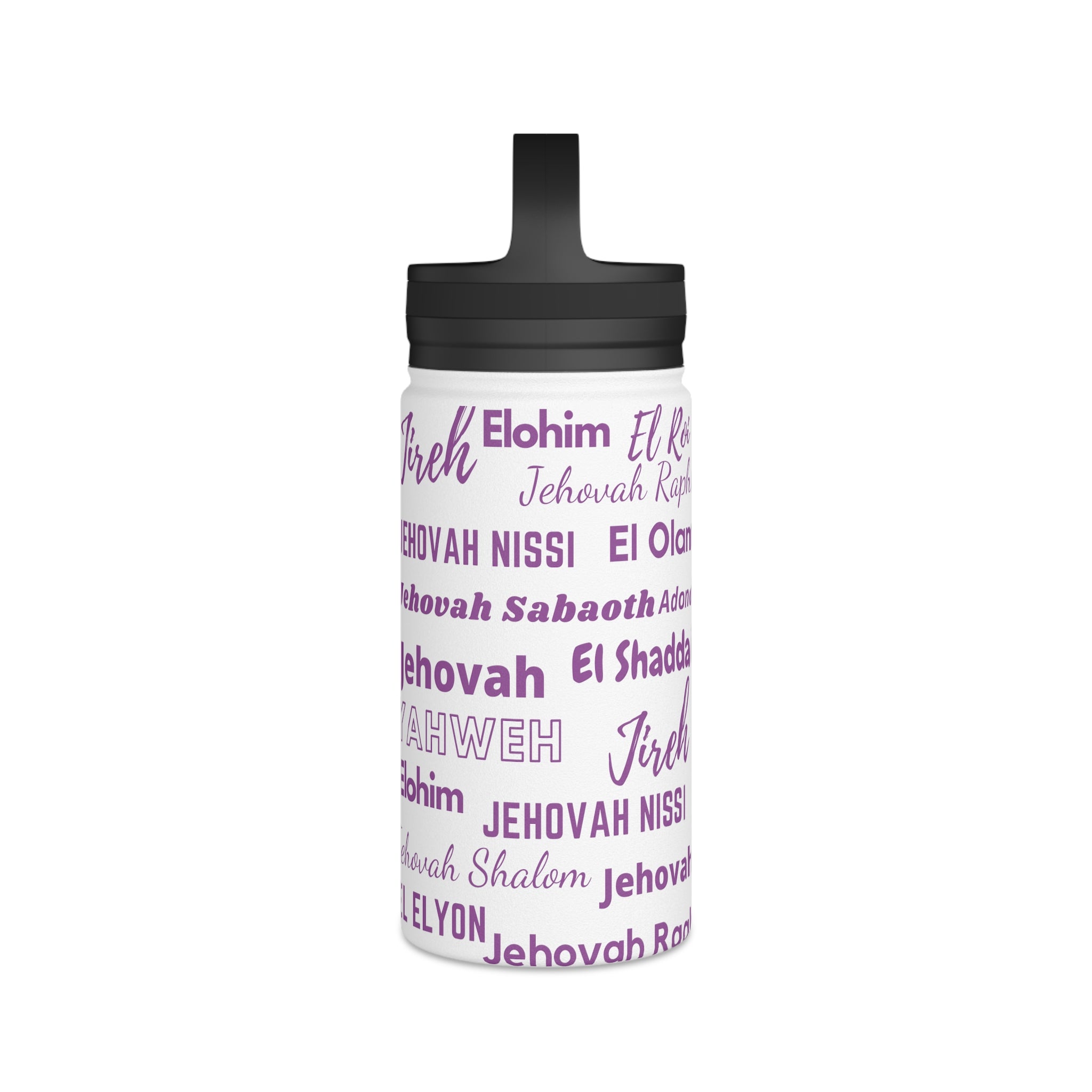 Stainless Steel Wellness Water Bottle - Purple & White