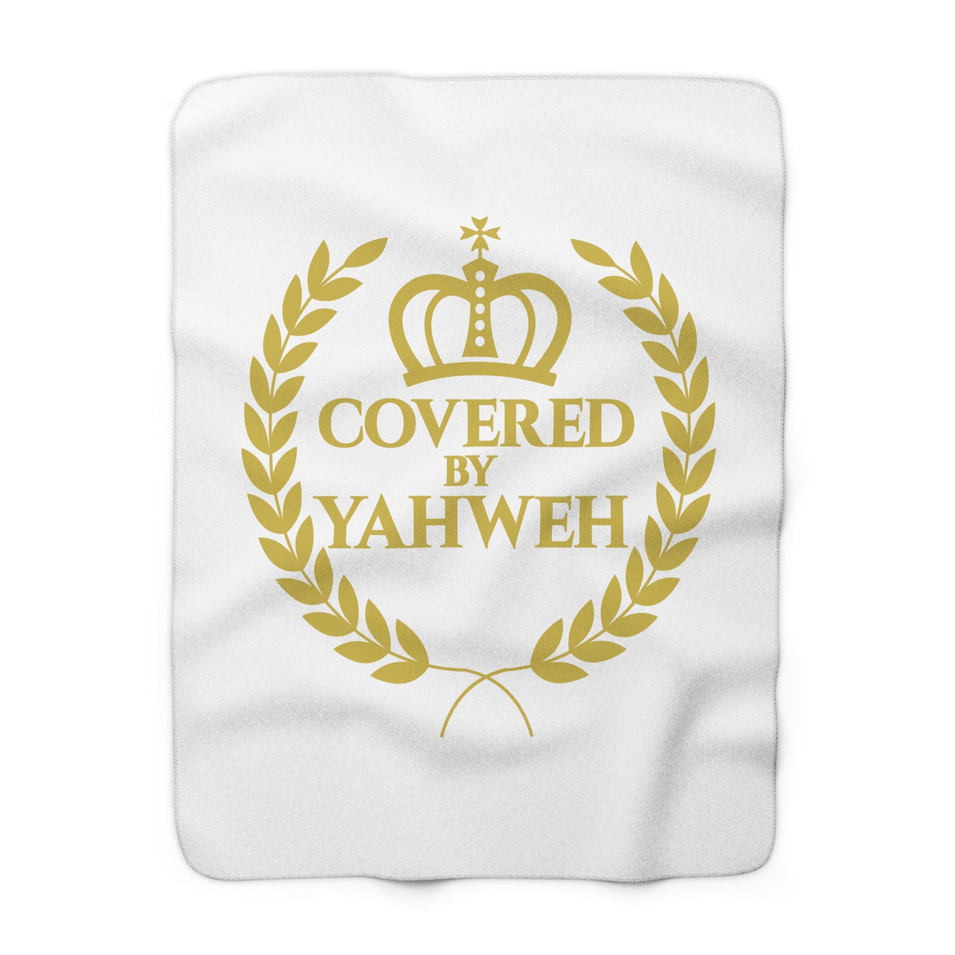 Covered by Yahweh Sherpa Fleece Blanket - White