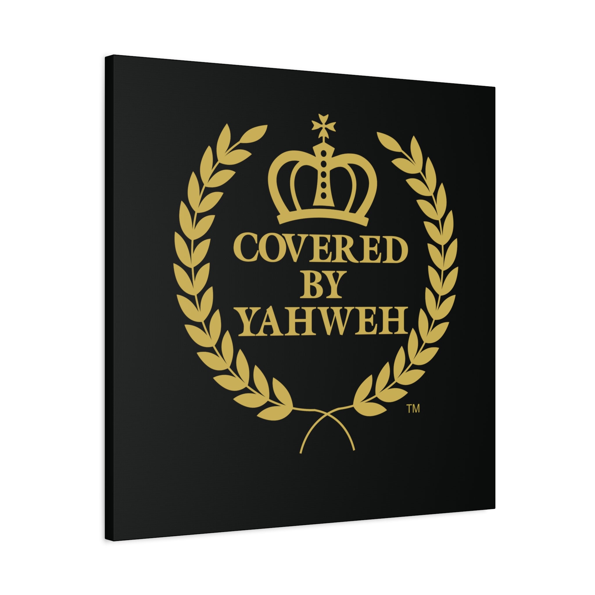 Covered by Yahweh Premium Canvas Art - Black