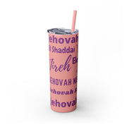 Glitter Insulated Skinny Tumbler with Straw - Pink & Purple