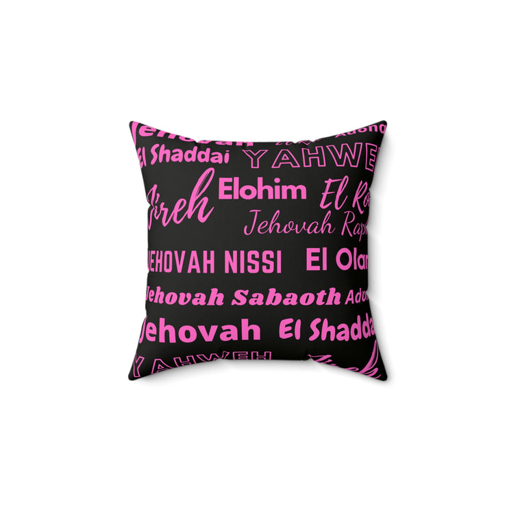 Soft Square Polyester Pillow - Black & Pink