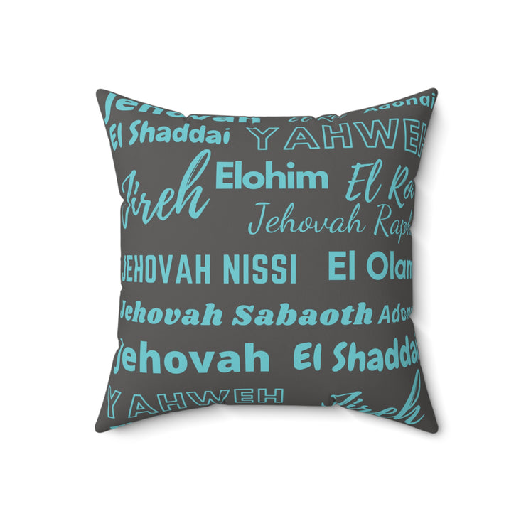 Soft Square Polyester Pillow - Gray & Blue