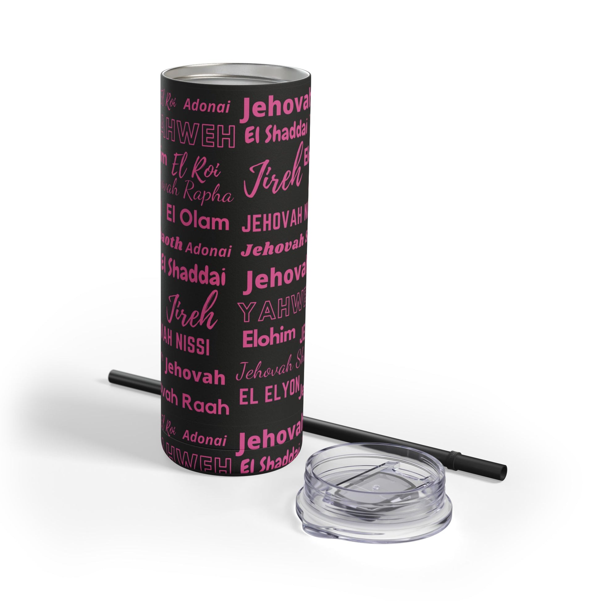 Insulated Skinny Matte Tumbler -  Black & Pink