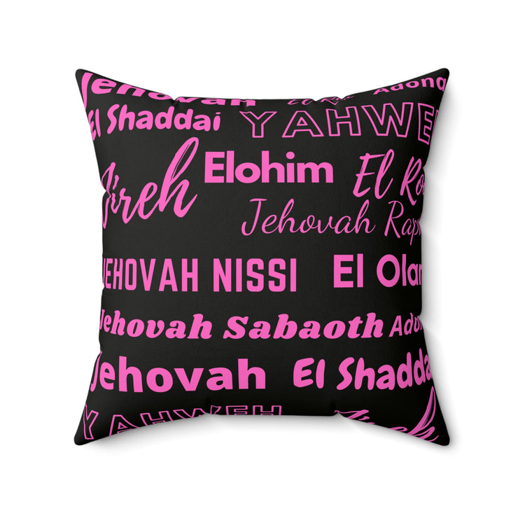 Soft Square Polyester Pillow - Black & Pink