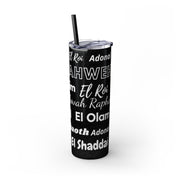 Glitter Insulated Skinny Tumbler with Straw - Black & White