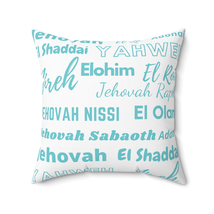 Soft Square Polyester Pillow - Blue & White