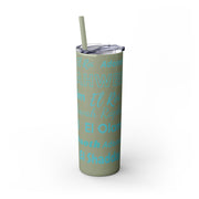 Glitter Insulated Skinny Tumbler with Straw - Blue & Grey