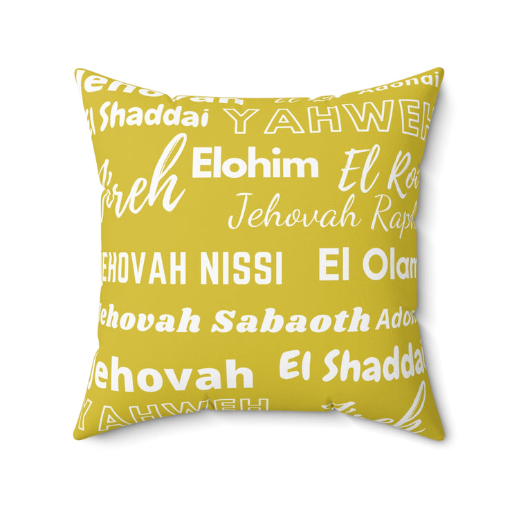 Soft Square Polyester Pillow - Yellow & White