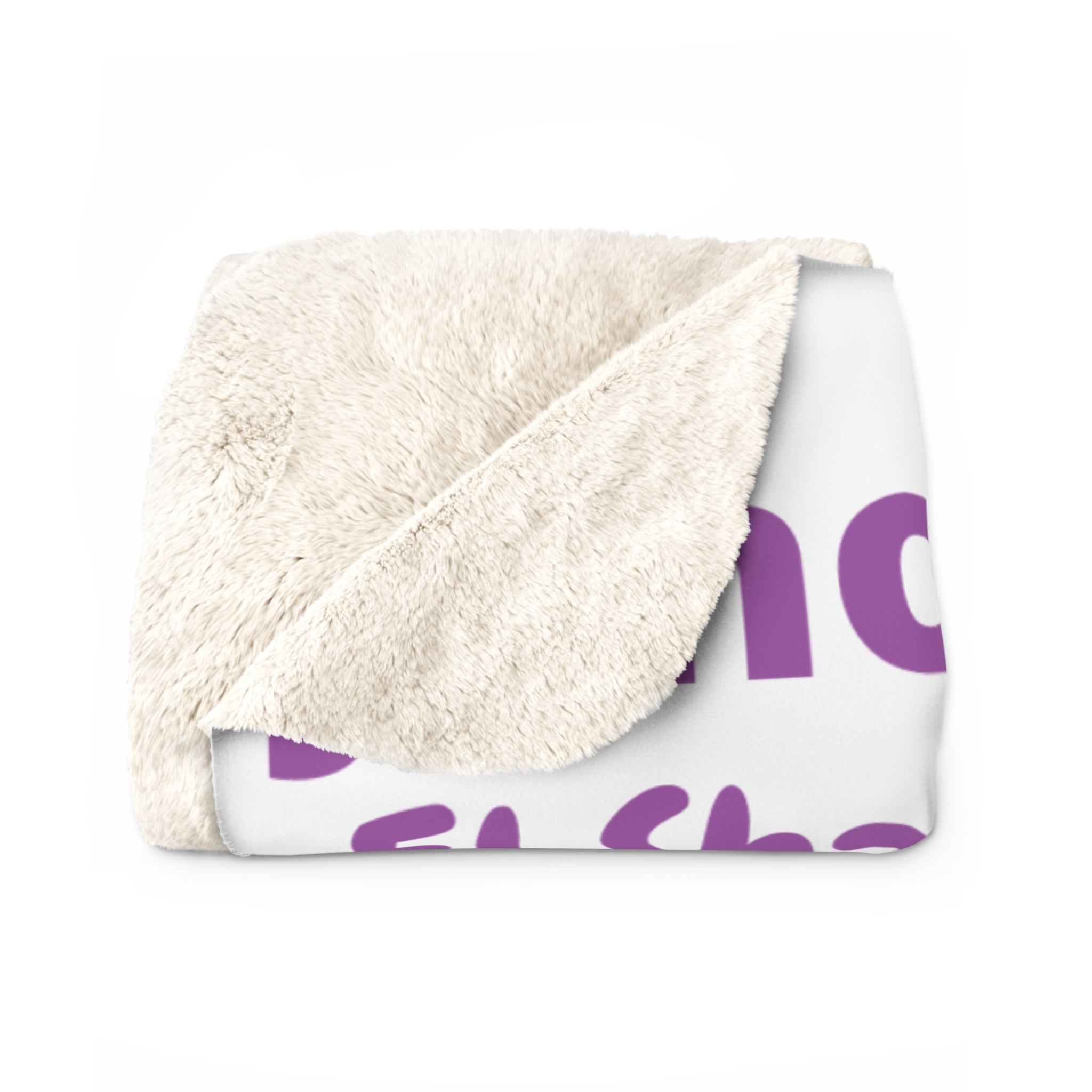 Sherpa Fleece Blanket - Purple & White