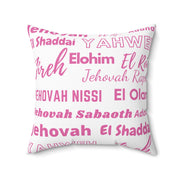 Soft Square Polyester Pillow - Pink & White