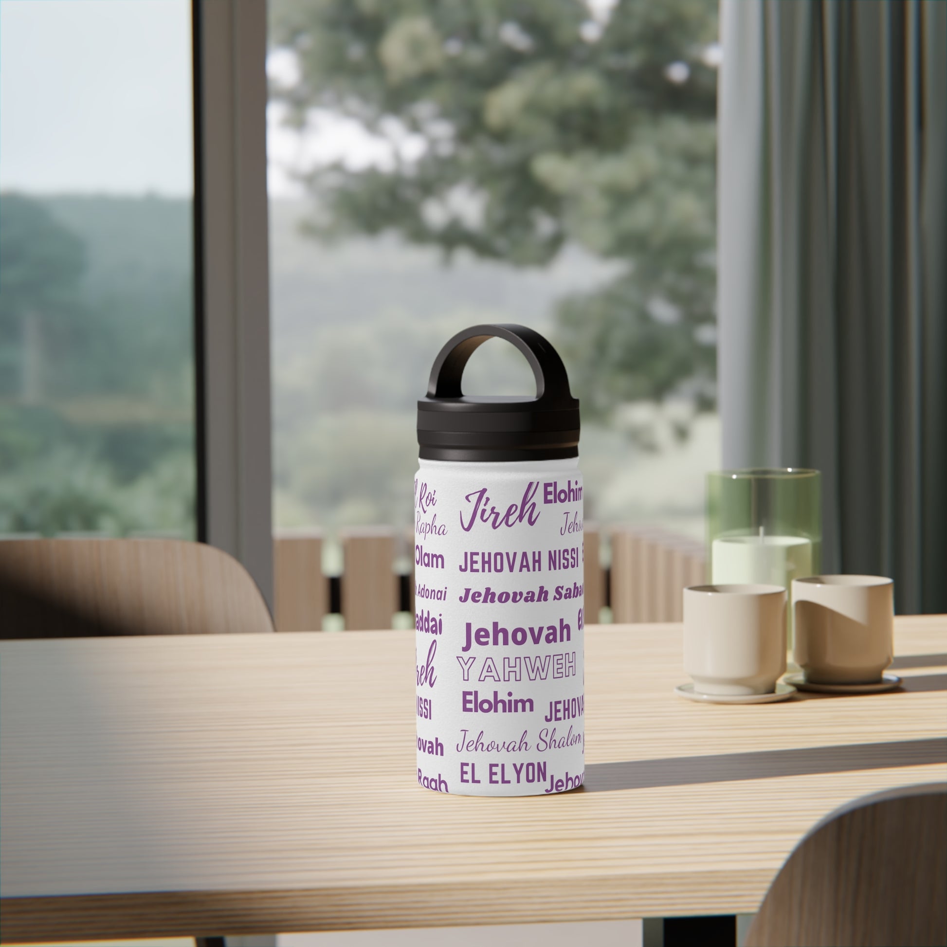 Faith & Wellness Stainless Steel Water Bottle - Purple & White