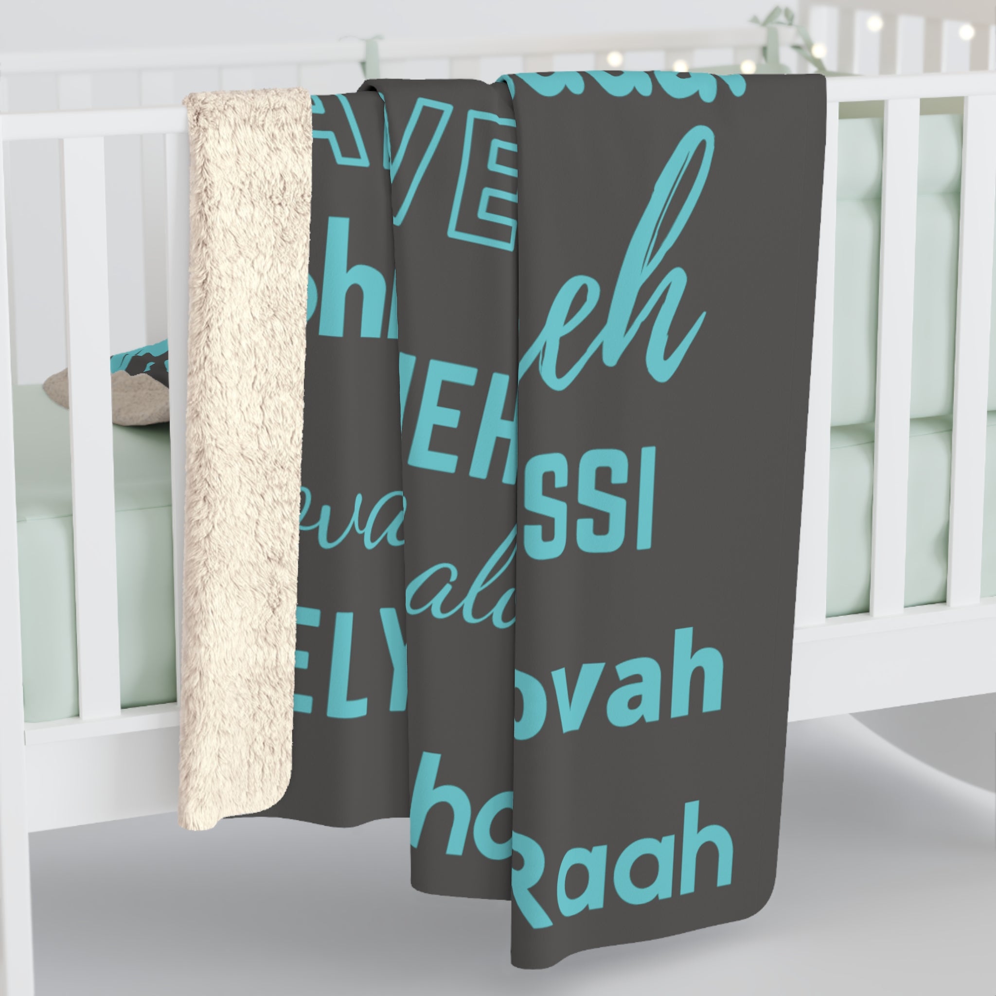 Sherpa Fleece Blanket - Blue & Gray