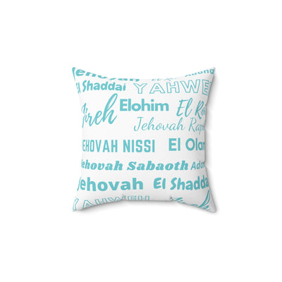 Soft Square Polyester Pillow - Blue & White