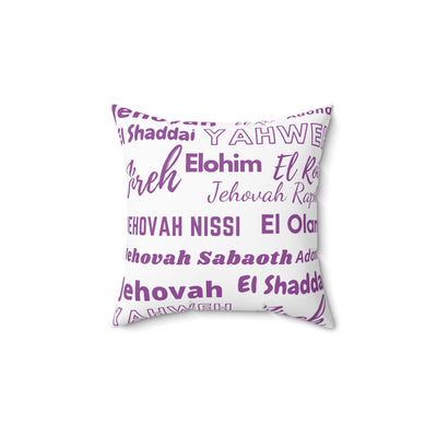 Soft Square Polyester Pillow - Purple & White