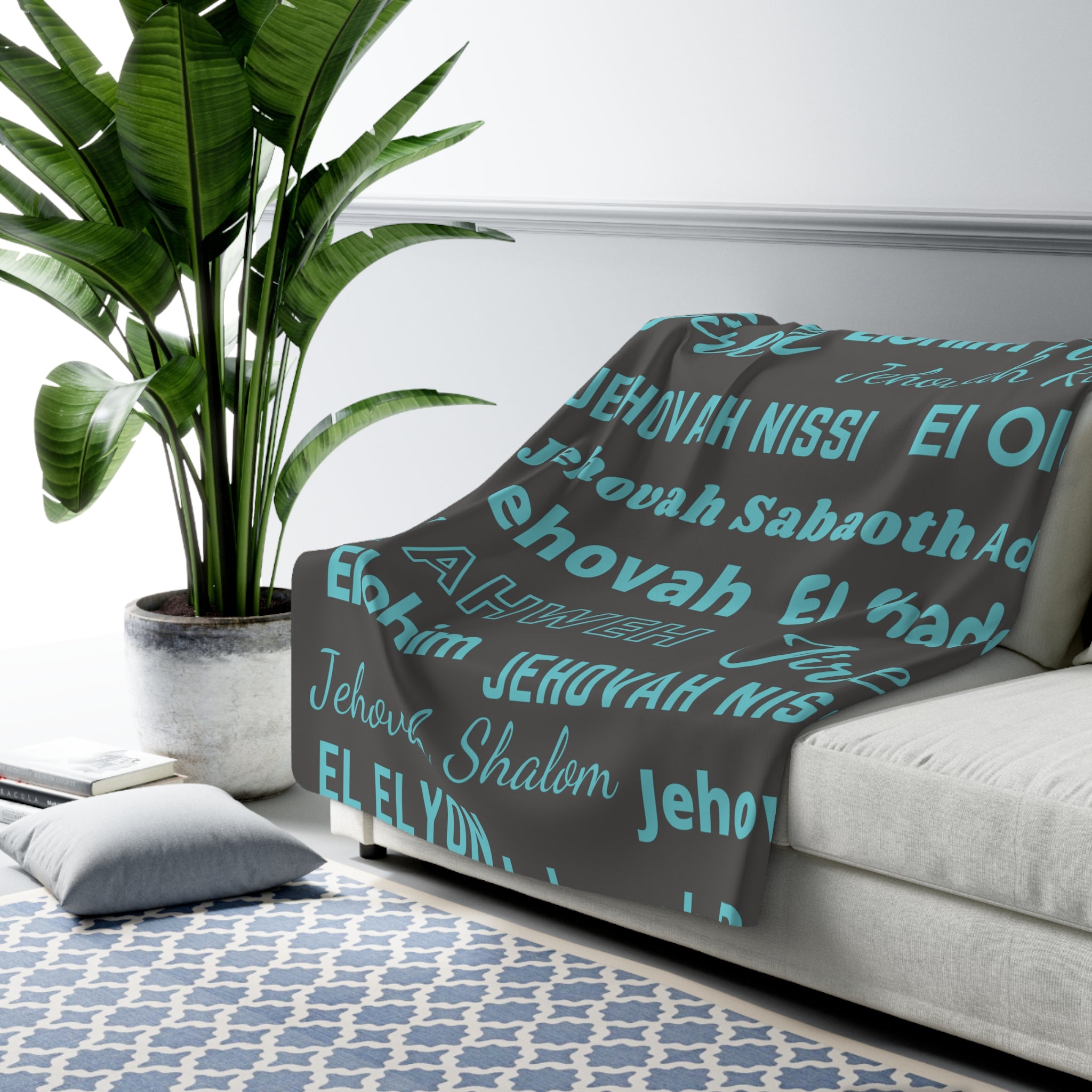 Sherpa Fleece Blanket - Blue & Gray