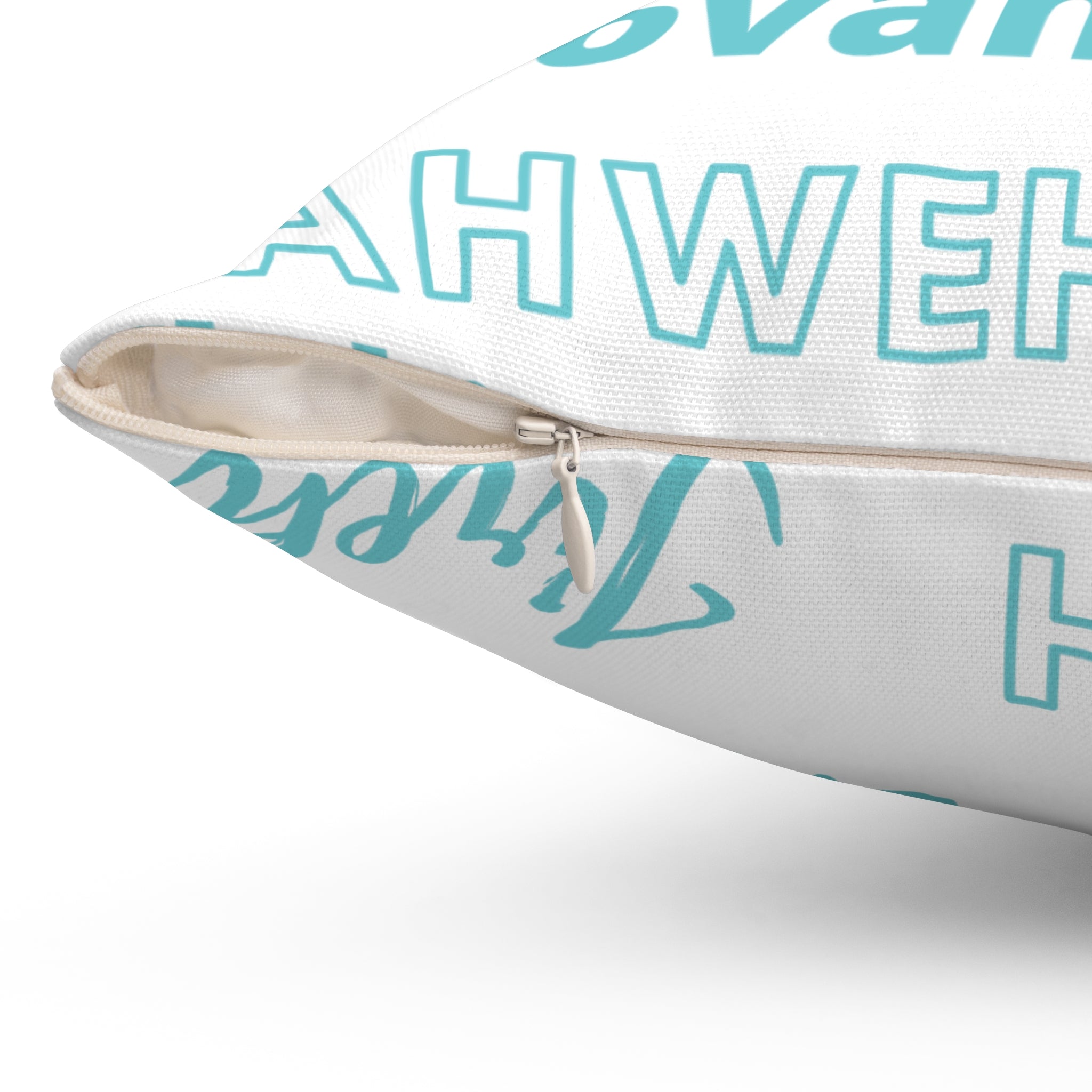 Soft Square Polyester Pillow - Blue & White