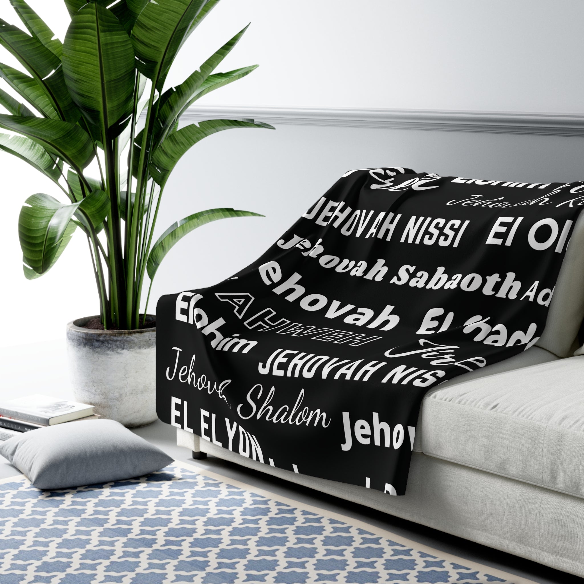 Sherpa Fleece Blanket - Black & White