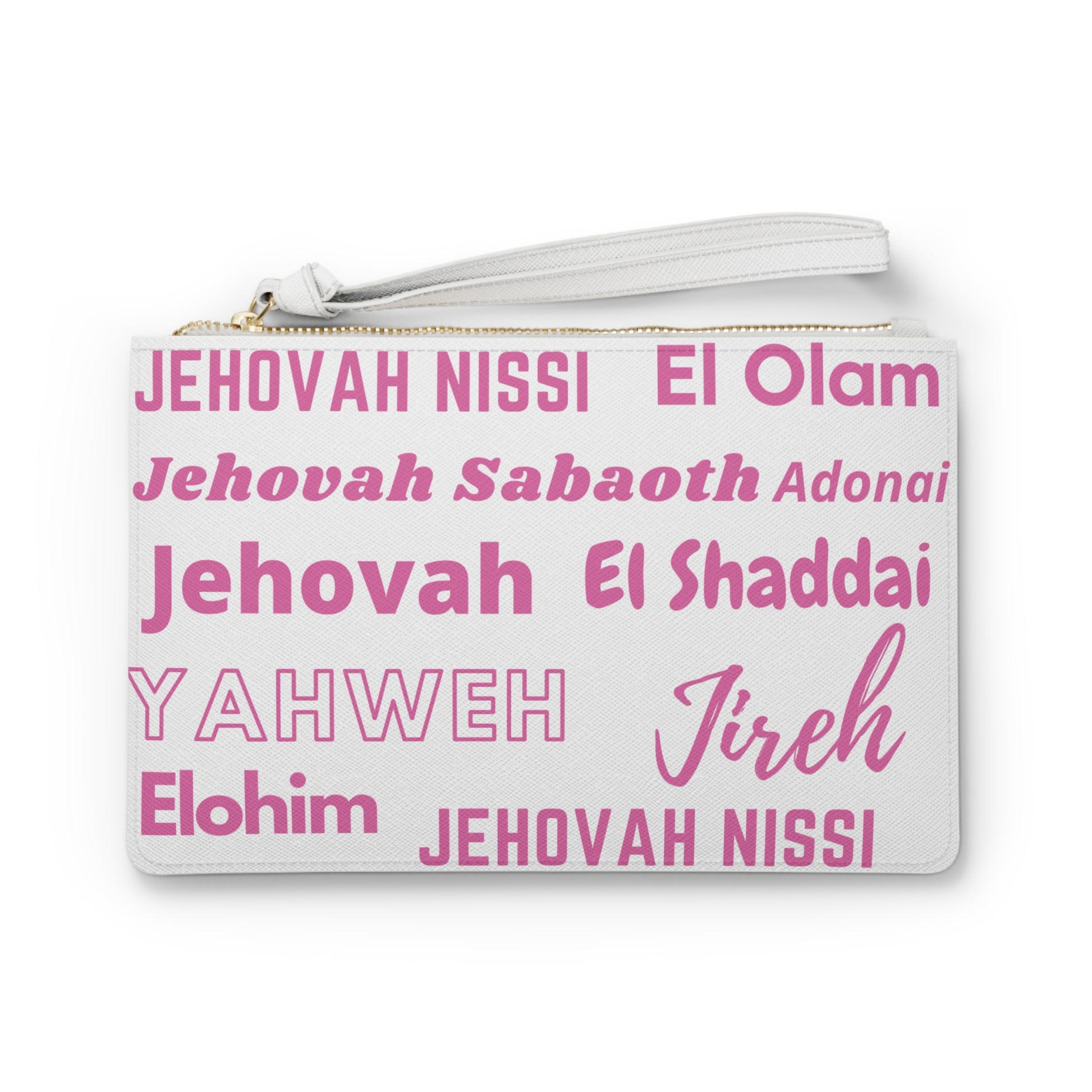 Saffiano Leather Clutch Bag - Pink & White