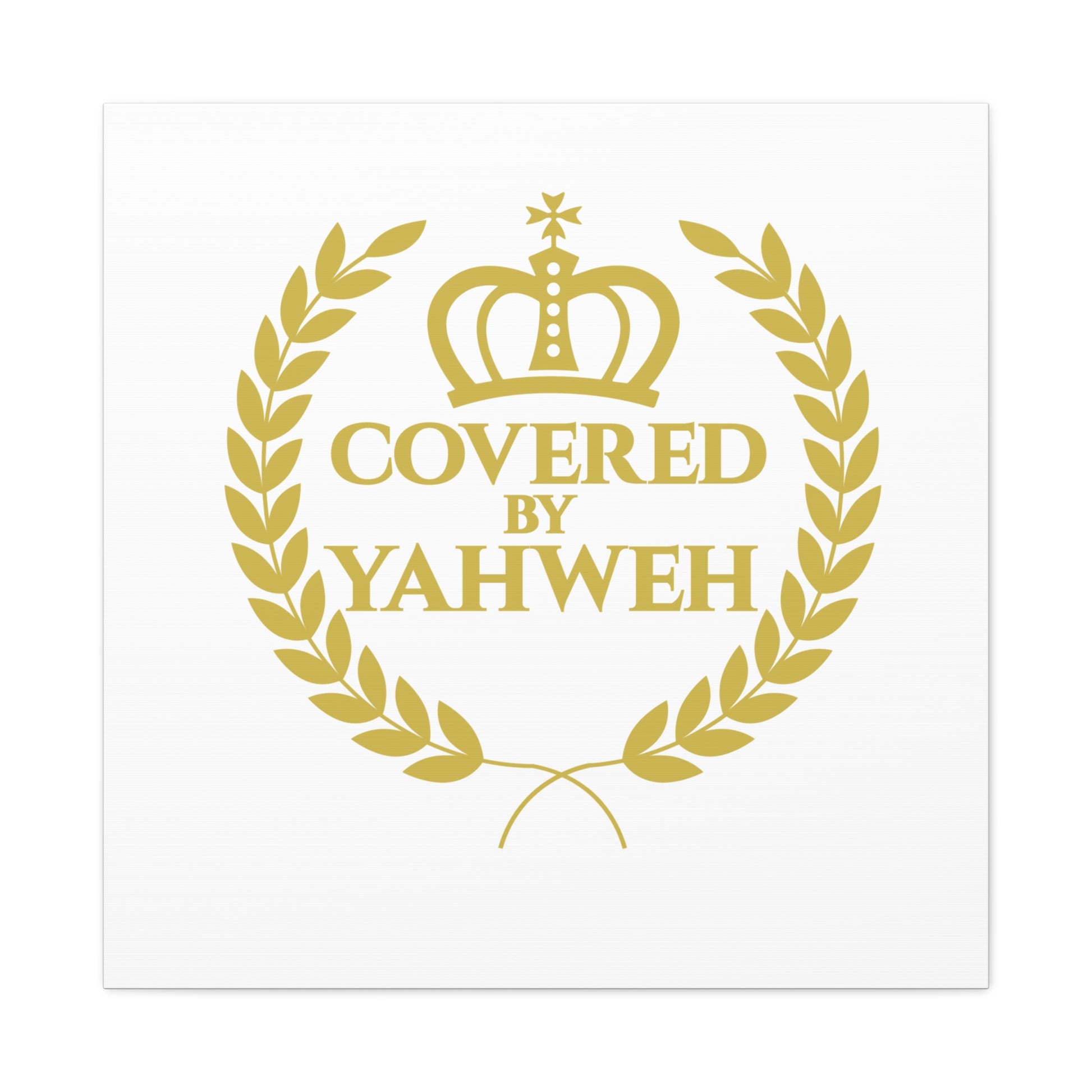 Covered by Yahweh Premium Canvas Art - White