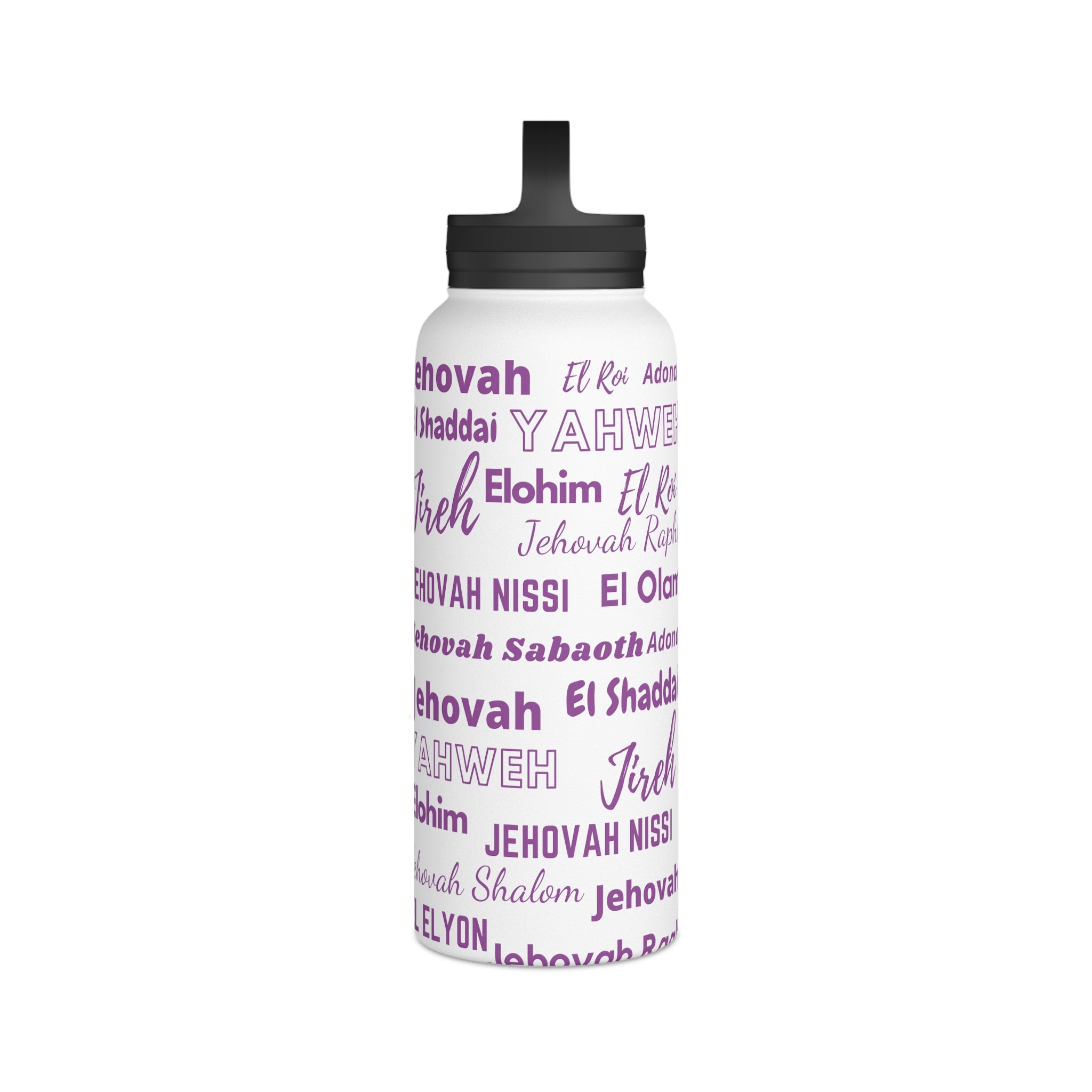 Stainless Steel Wellness Water Bottle - Purple & White