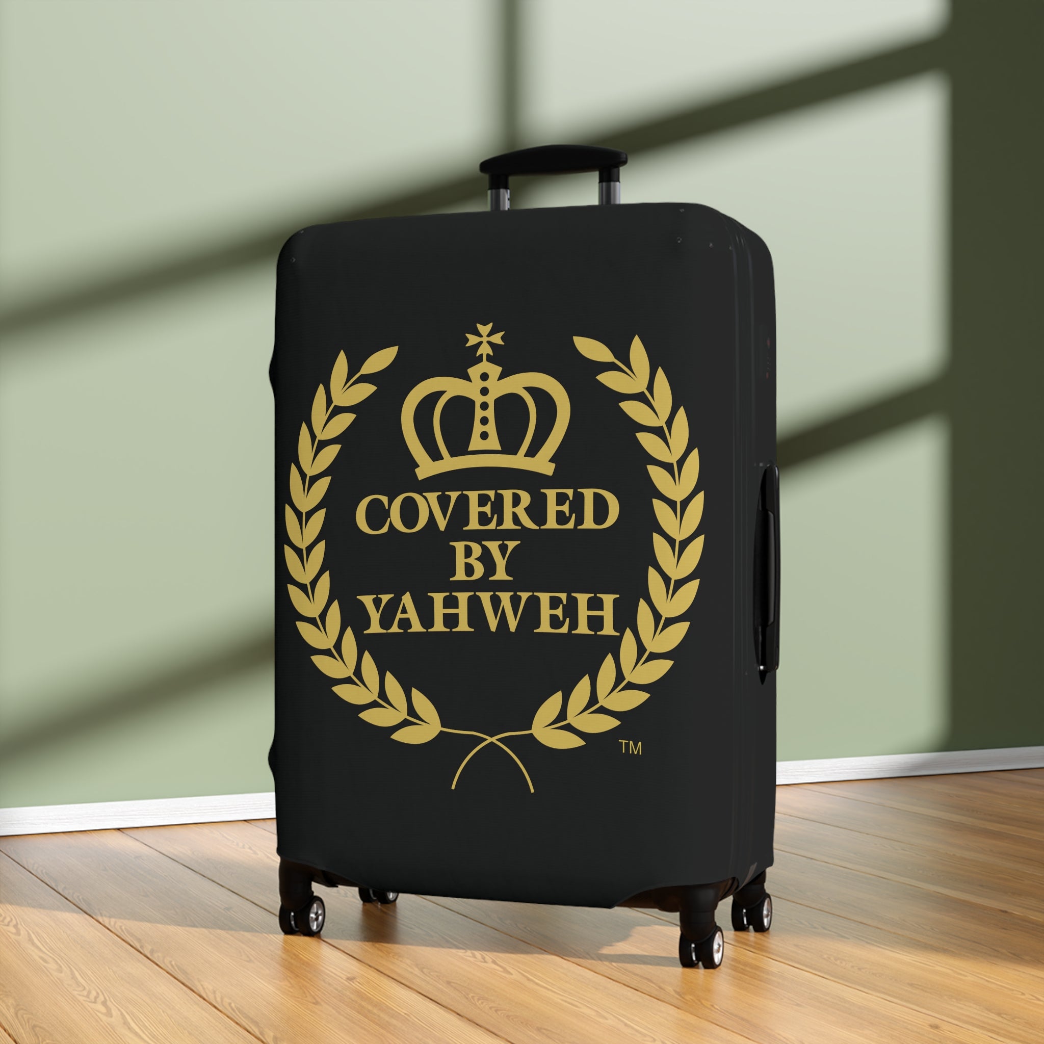 Covered by Yahweh Protective Luggage Cover - Black