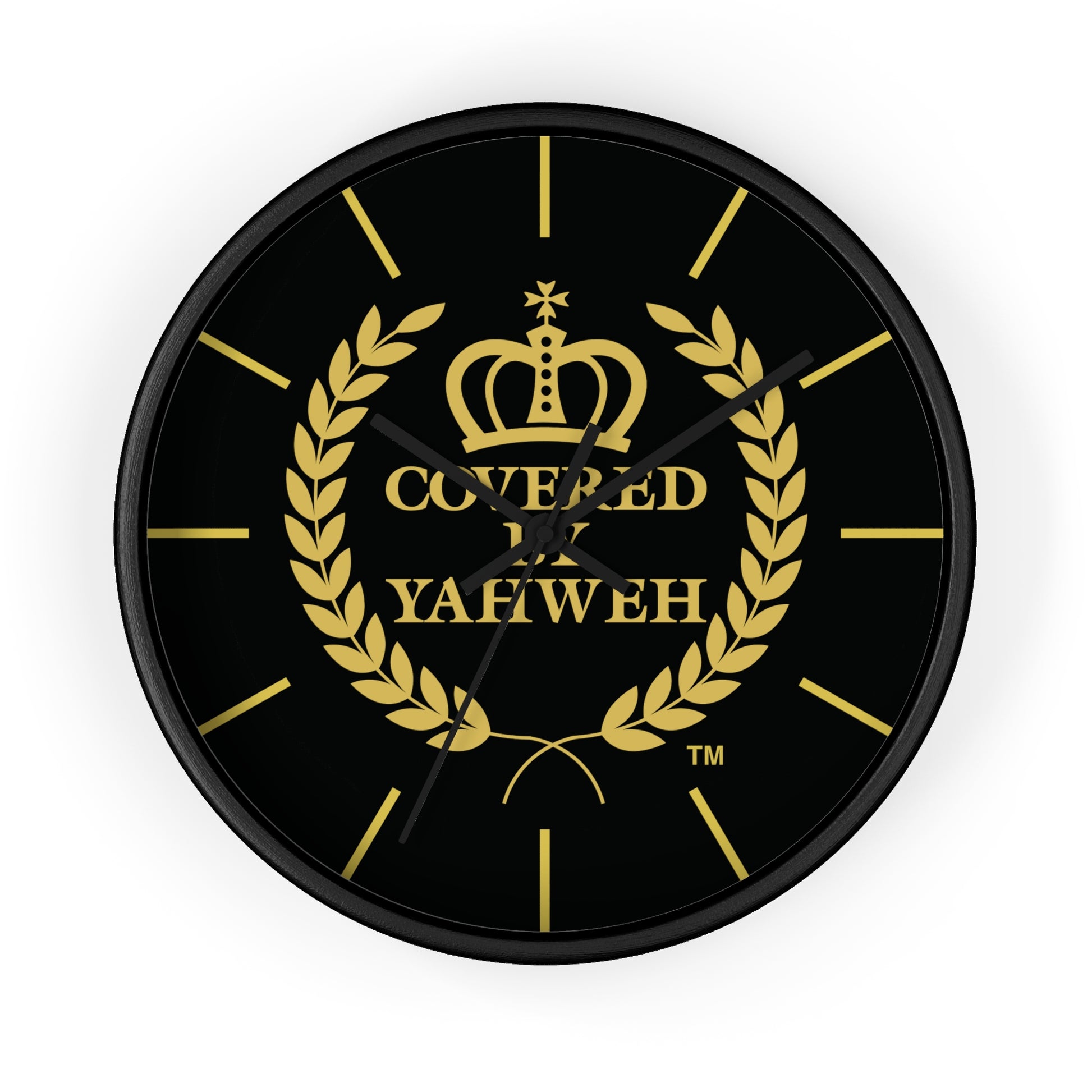 Covered by Yahweh Timeless Grace Wall Clock - Black
