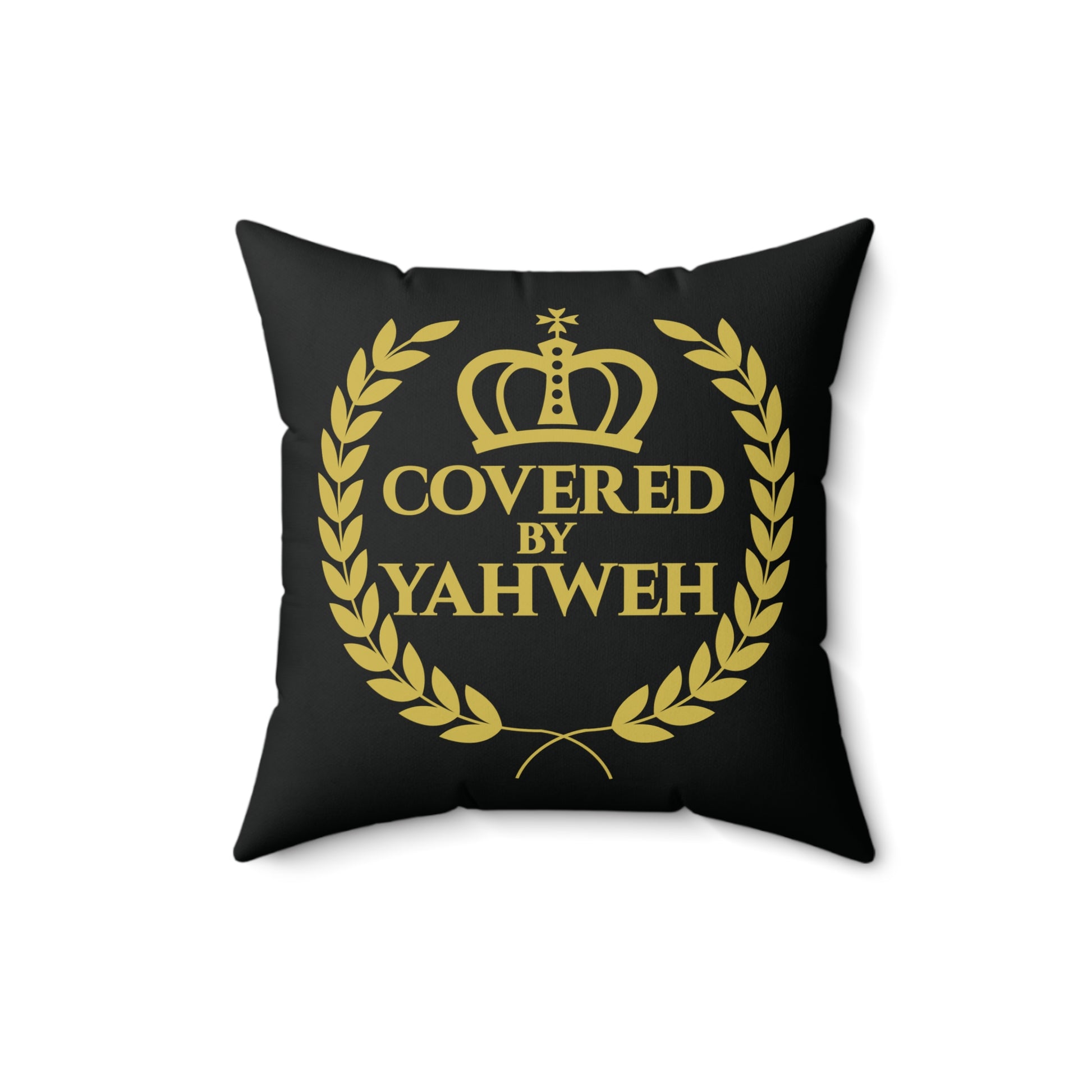 Covered by Yahweh Soft Square Polyester Pillow - Black