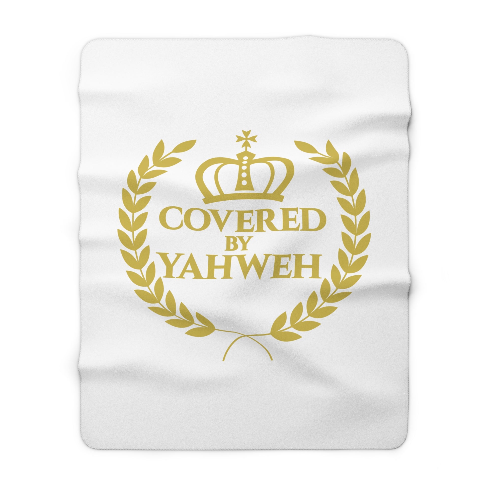 Covered by Yahweh Sherpa Fleece Blanket - White