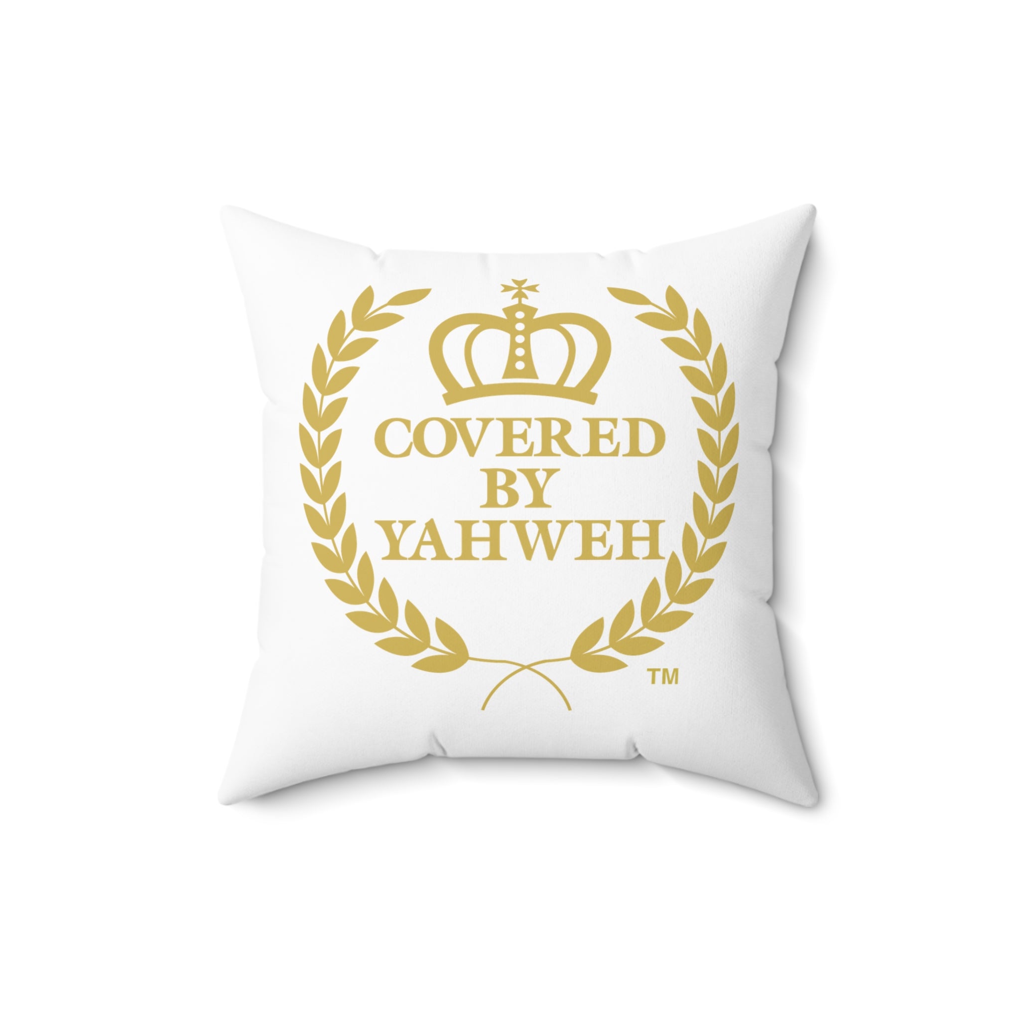 Covered by Yahweh Soft Square Polyester Pillow - White