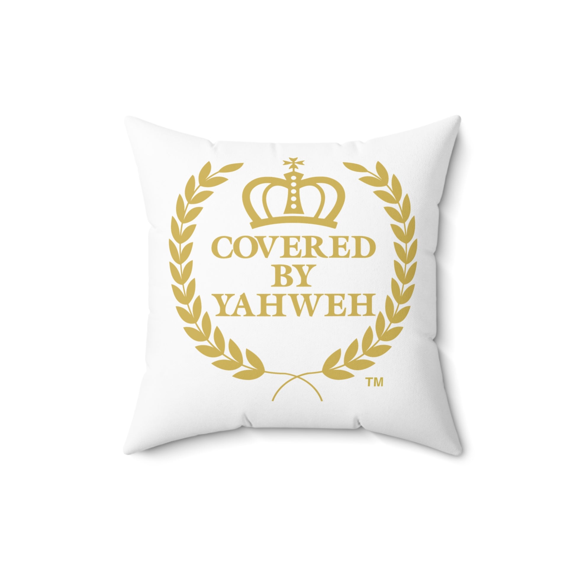 Covered by Yahweh Soft Square Polyester Pillow - White