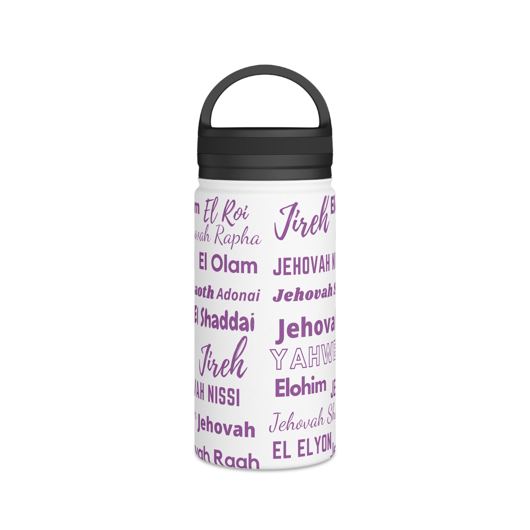 Stainless Steel Wellness Water Bottle - Purple & White