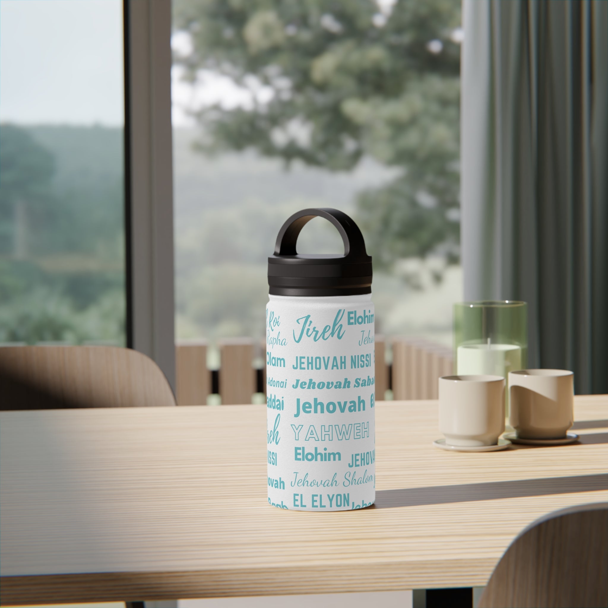 Stainless Steel Wellness Water Bottle - Blue & White