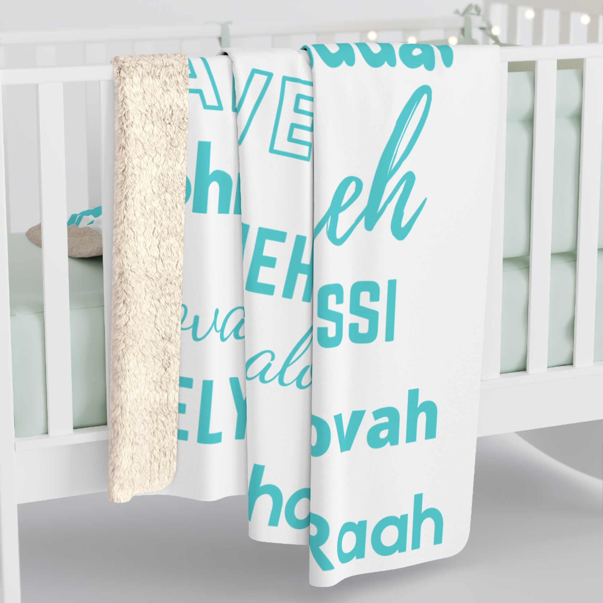 Sherpa Fleece Blanket - Blue & White