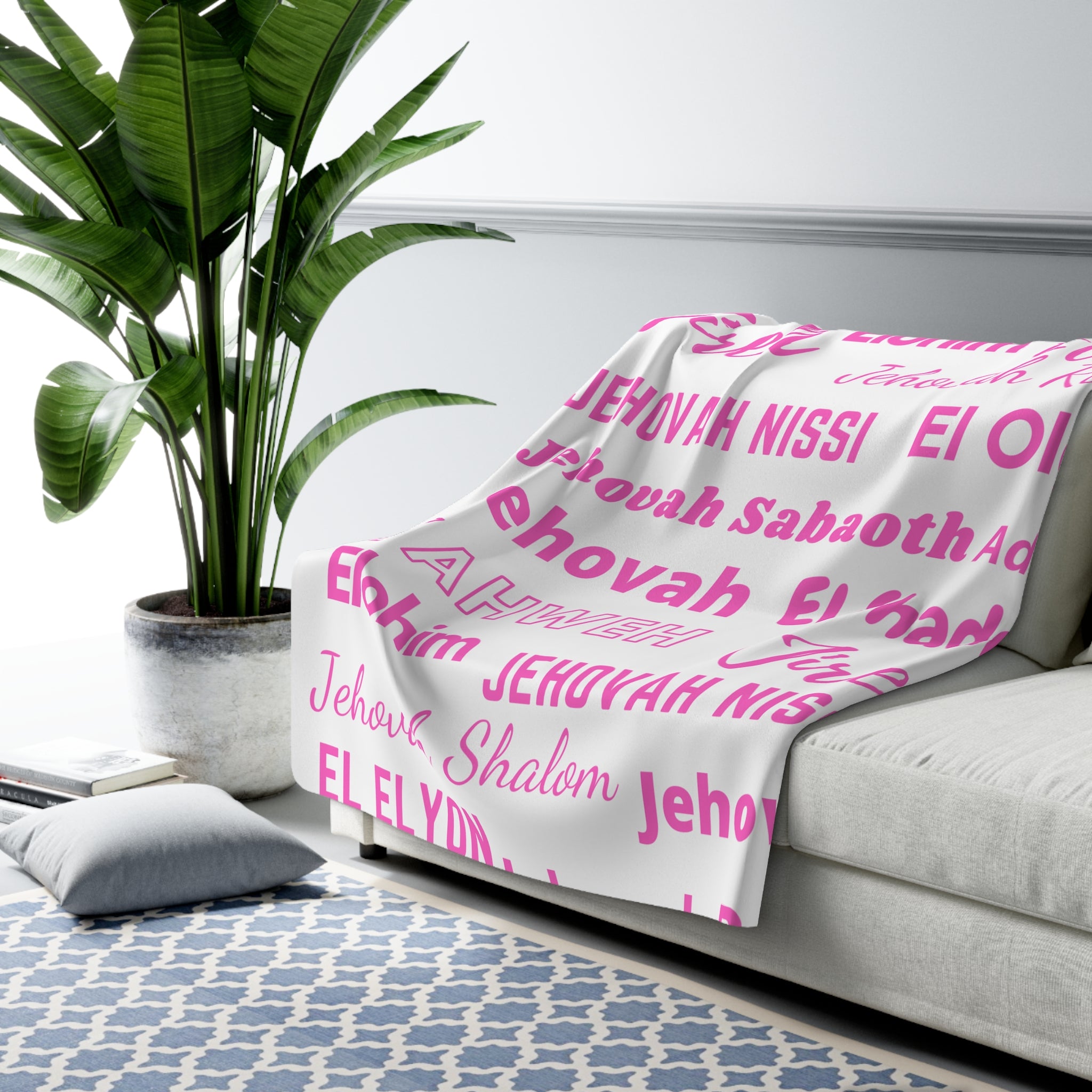 Sherpa Fleece Blanket - Pink & White