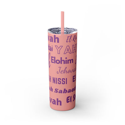 Glitter Insulated Skinny Tumbler with Straw - Pink & Purple