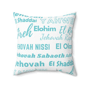 Soft Square Polyester Pillow - Blue & White