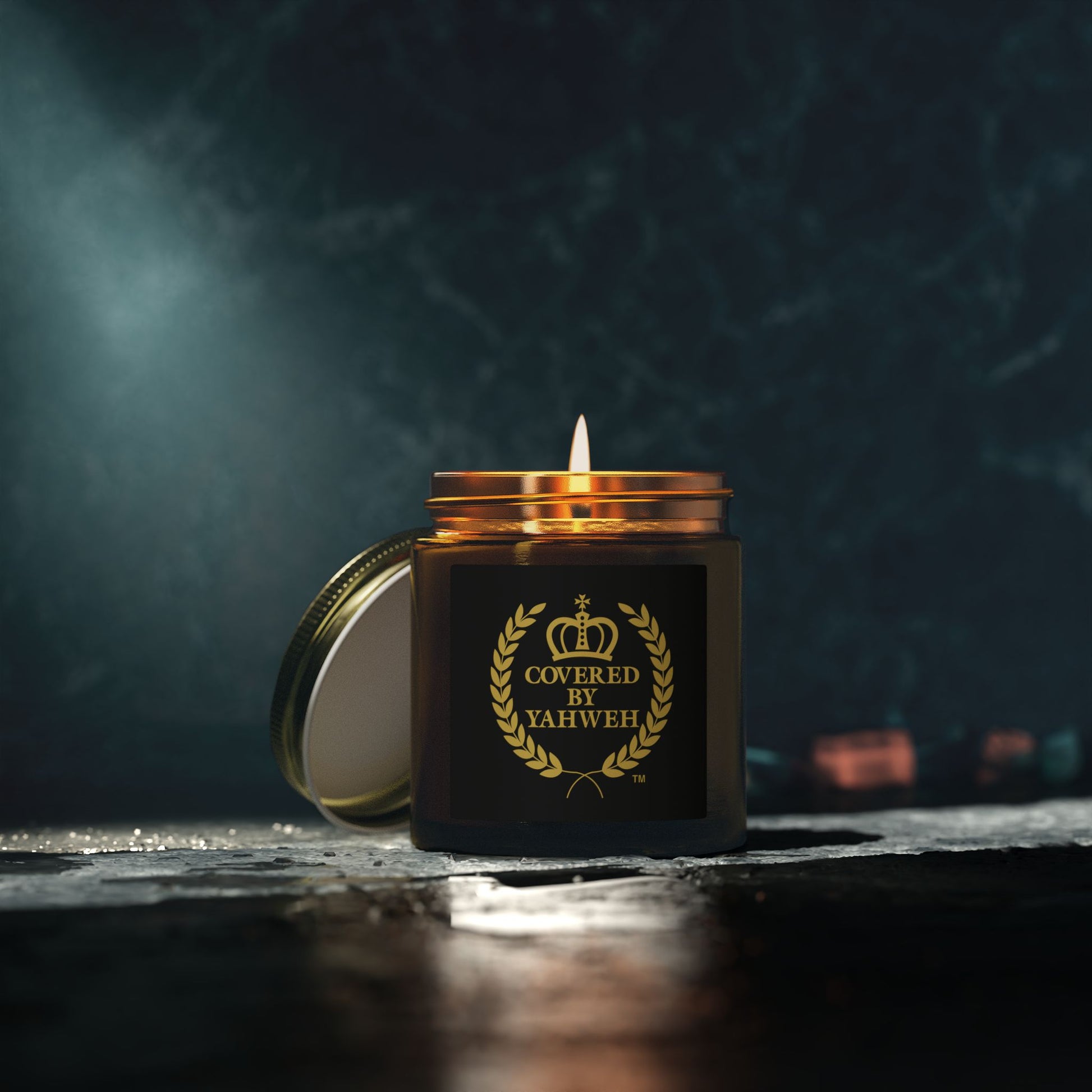 Covered by Yahweh Elegant Scented Candles - Amber Jar