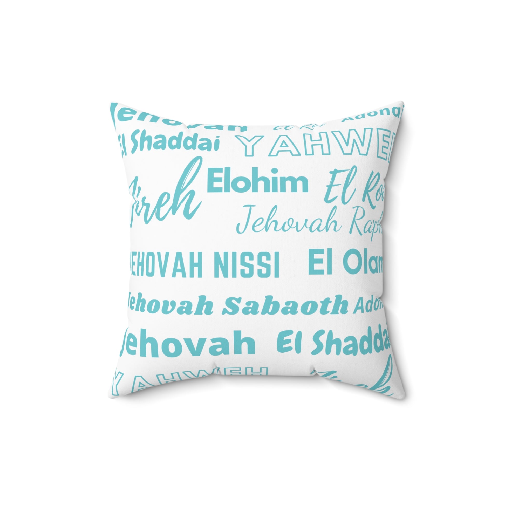 Soft Square Polyester Pillow - Blue & White